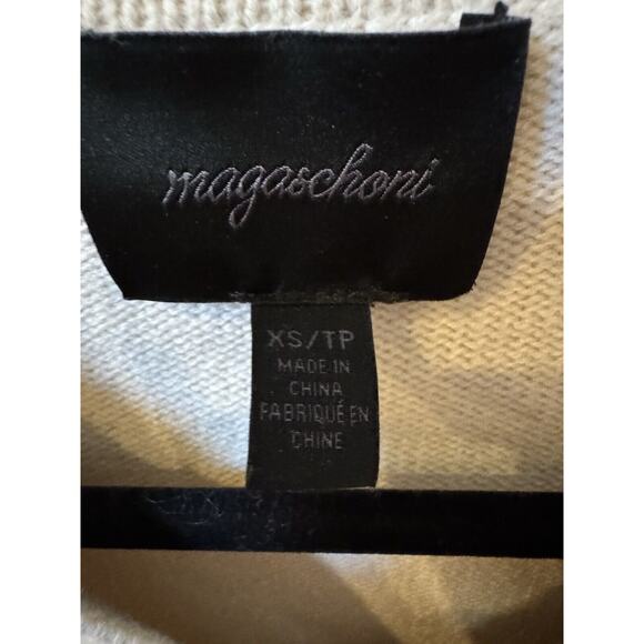 Magaschoni Collared V-Neck Merino Wool Cuffed Sleeve Sweater Womens Size XS - Picture 4 of 6